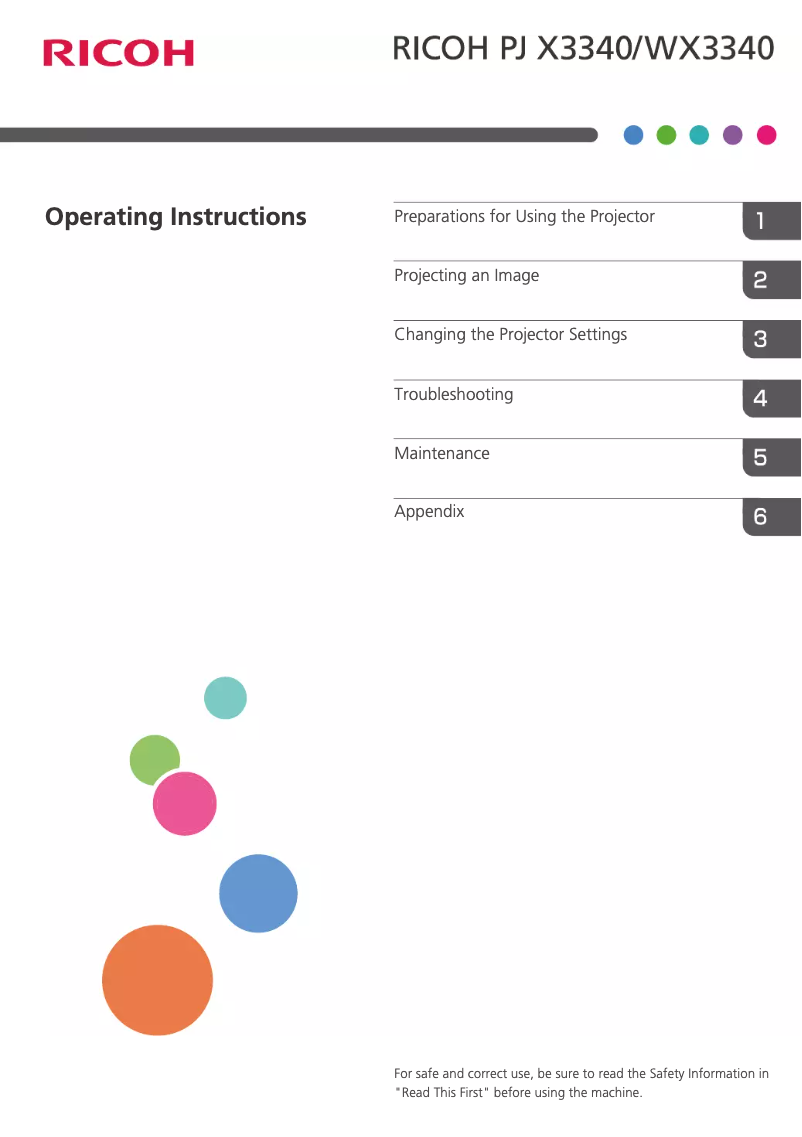 Imagen de la primera página del manual del dispositivo PJ WX3340