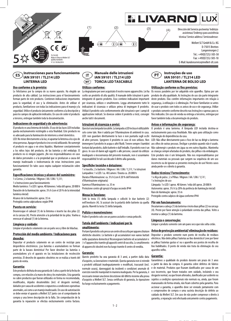 Página 1 del manual Manual de usuario Livarno Lux IAN 59101
