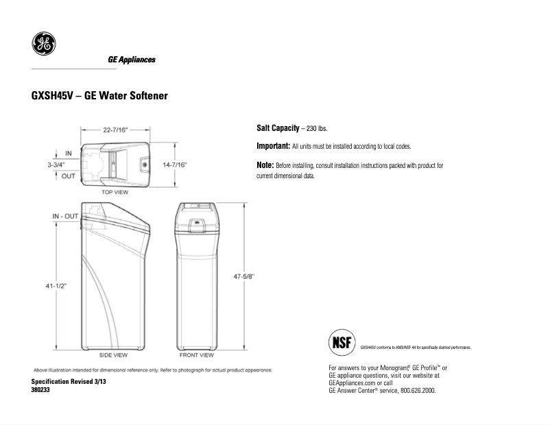Imagen de la primera página del manual del dispositivo GXSH45V