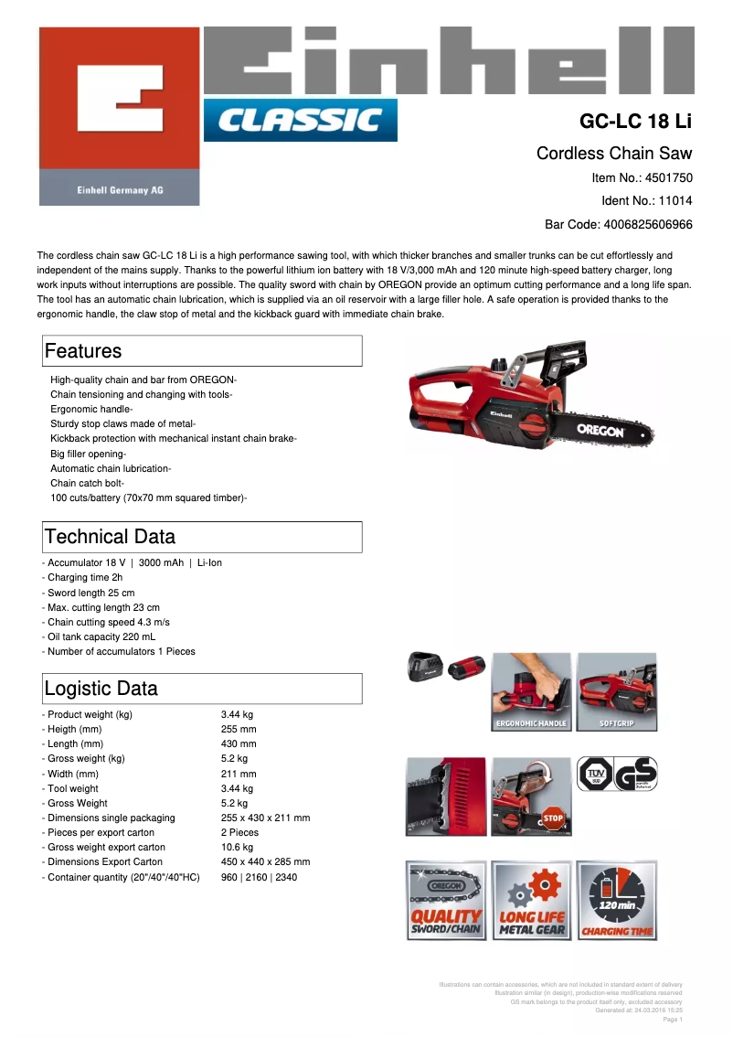 Imagen de la primera página del manual del dispositivo GC-LC 18 LI