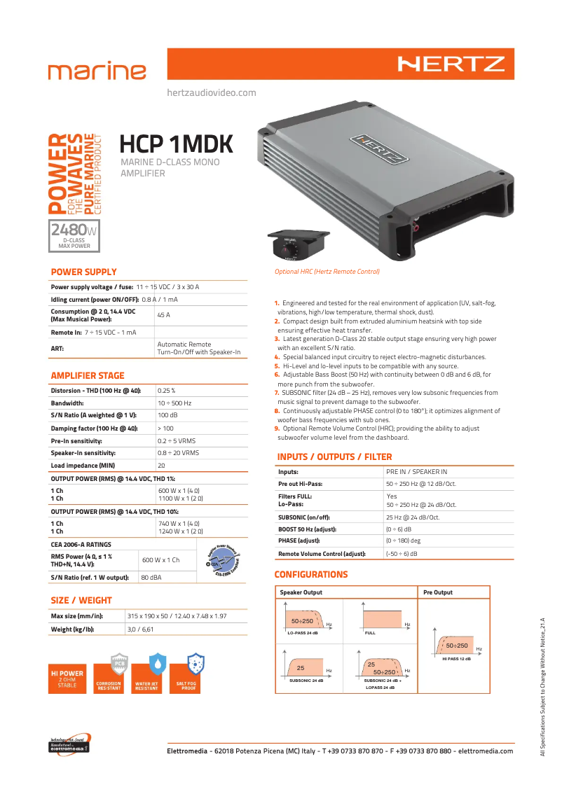 Página nº 1 - Ficha técnica Hertz HCP 1MDK