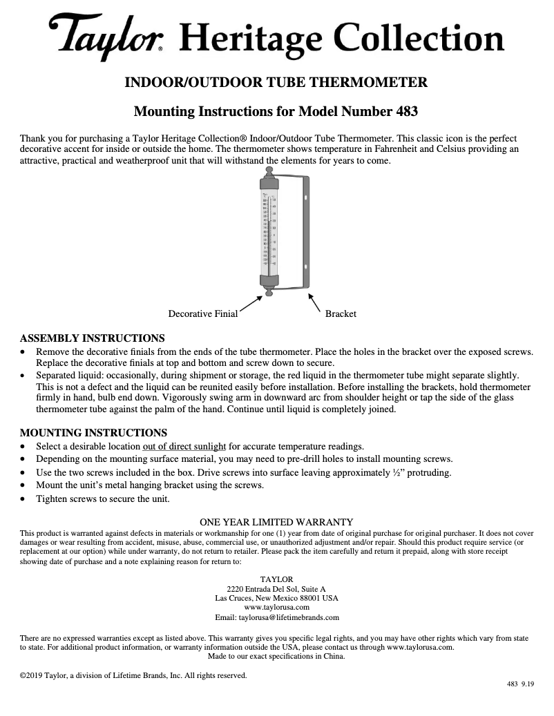 Imagen de la primera página del manual del dispositivo 483CR