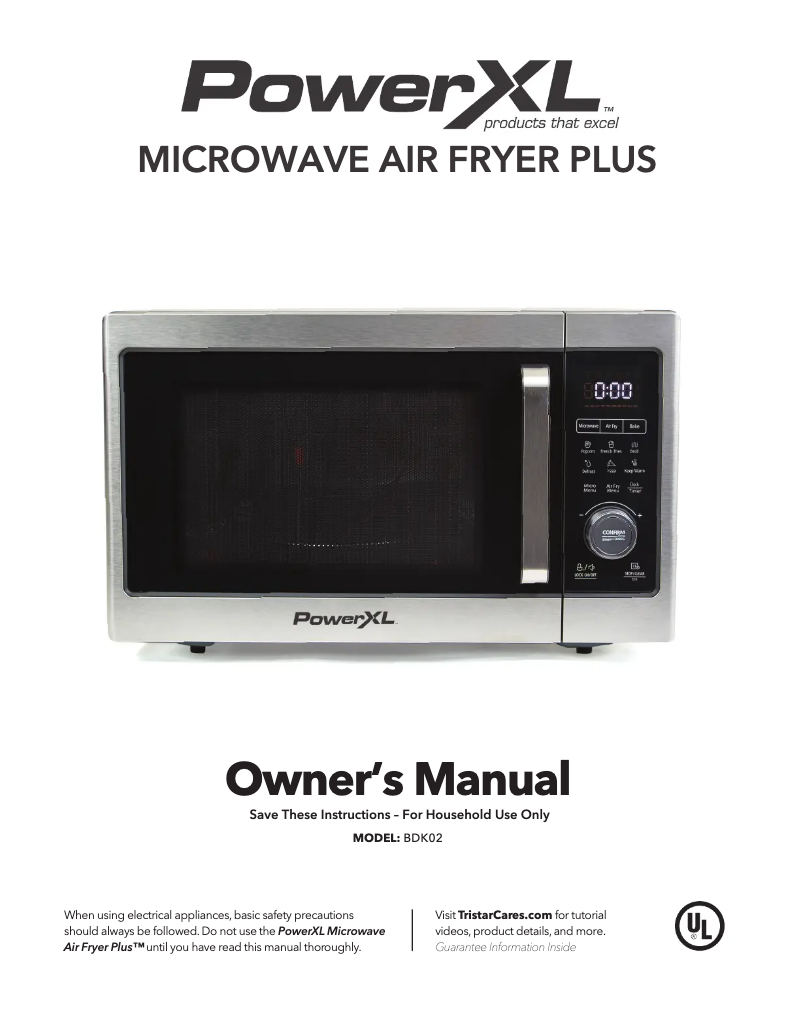 Página 1 del manual Manual de usuario PowerXL Microwave Air Fryer Plus BDK02
