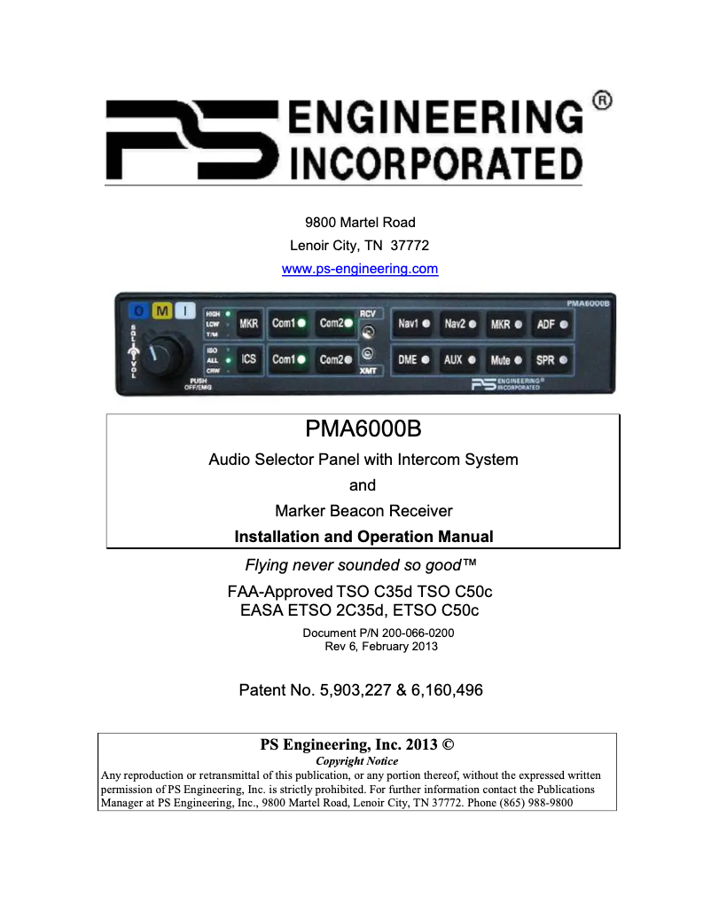 Imagen de la primera página del manual del dispositivo PMA6000B