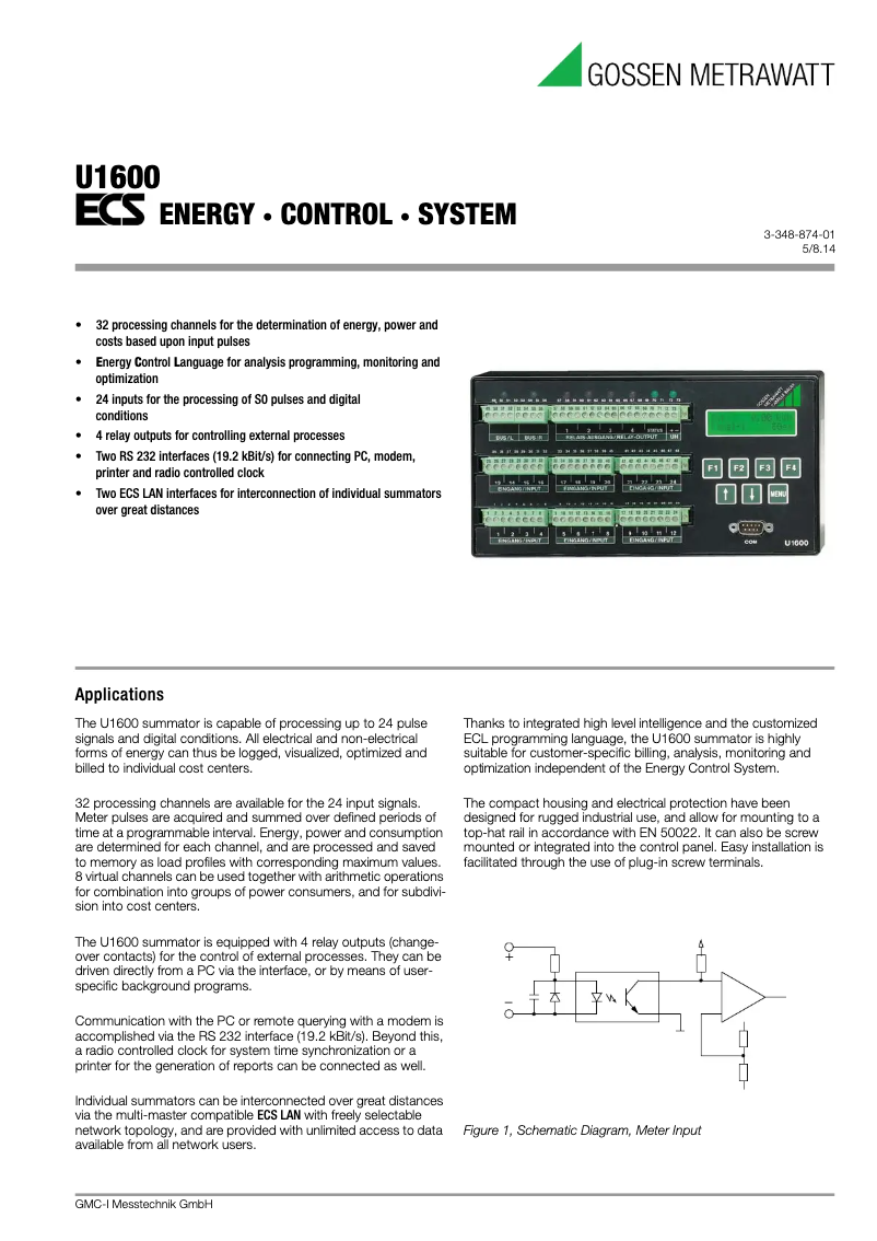Página nº 1 - Ficha técnica Gossen Metrawatt U1600