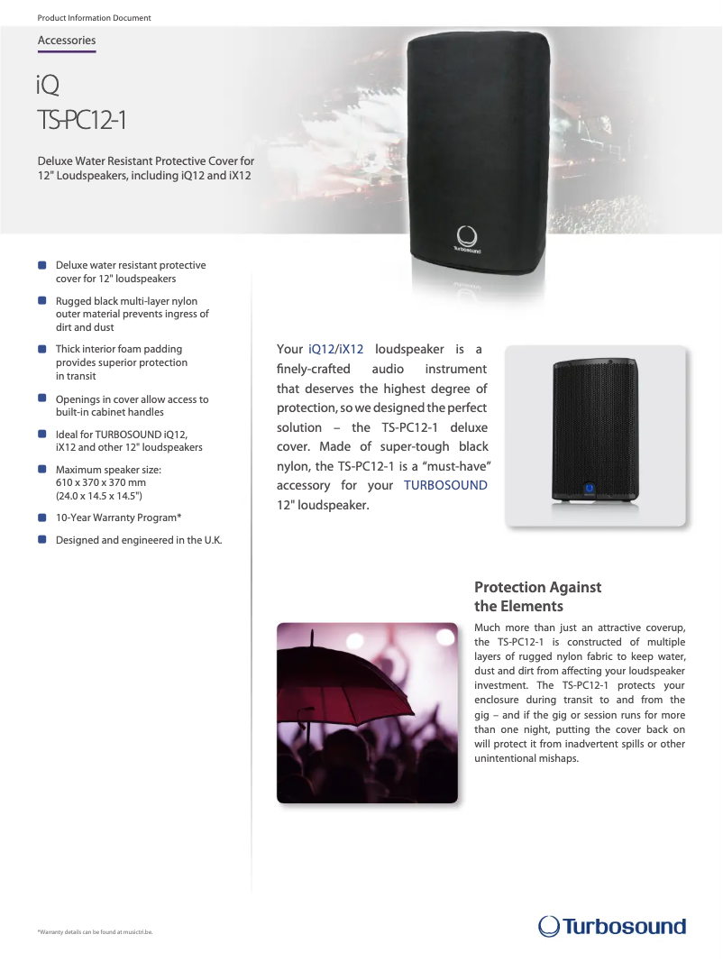 Página 1 del manual Ficha técnica Turbosound TS-PC12-1