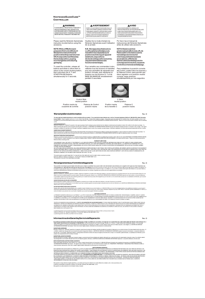 Imagen de la primera página del manual del dispositivo Gamecube Controller (Switch)