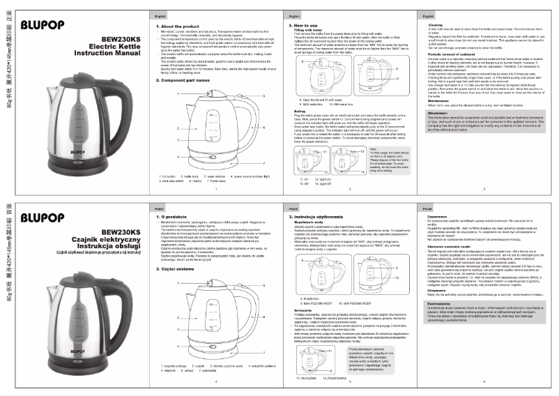 Imagen de la primera página del manual del dispositivo BEW230KS