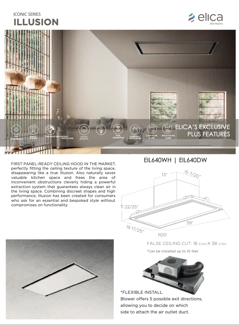 Página 1 del manual Ficha técnica Elica EIL640WH