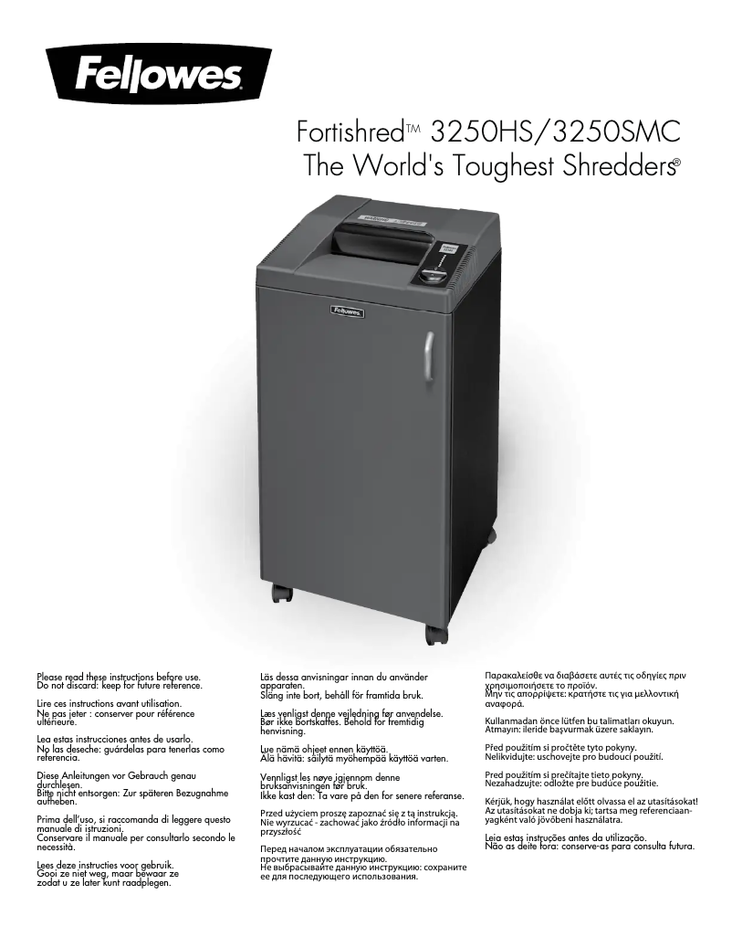 Página 1 del manual Manual de usuario Fellowes Fortishred 3250HS