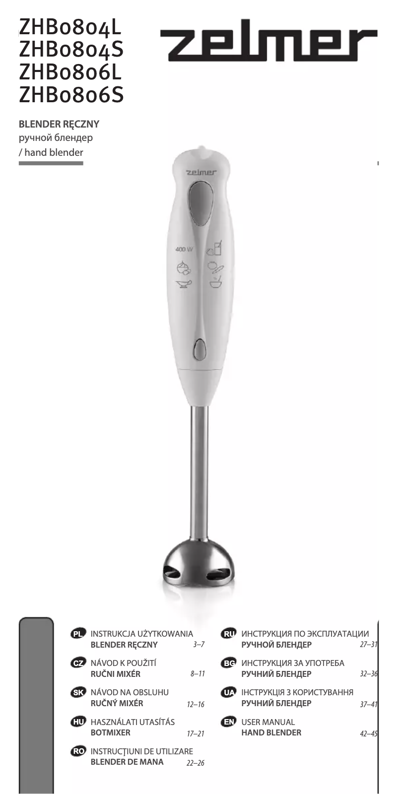 Imagen de la primera página del manual del dispositivo ZHB0806S