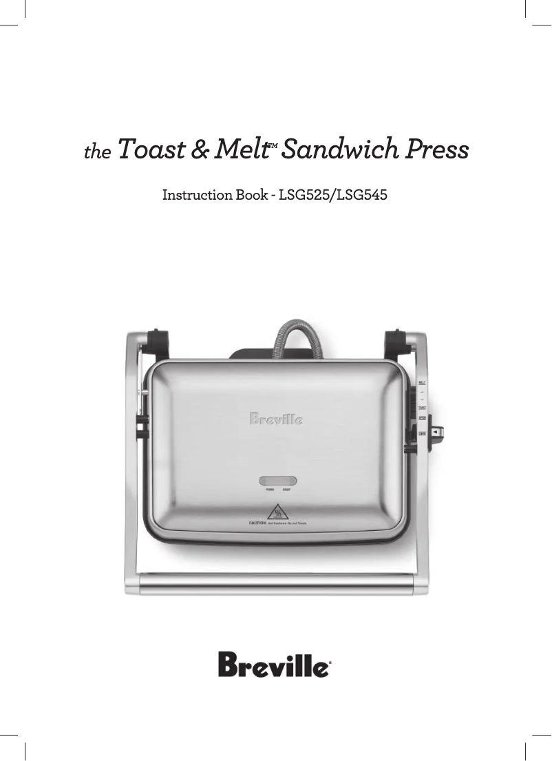 Imagen de la primera página del manual del dispositivo the Toast & Melt Sandwich Press LSG545