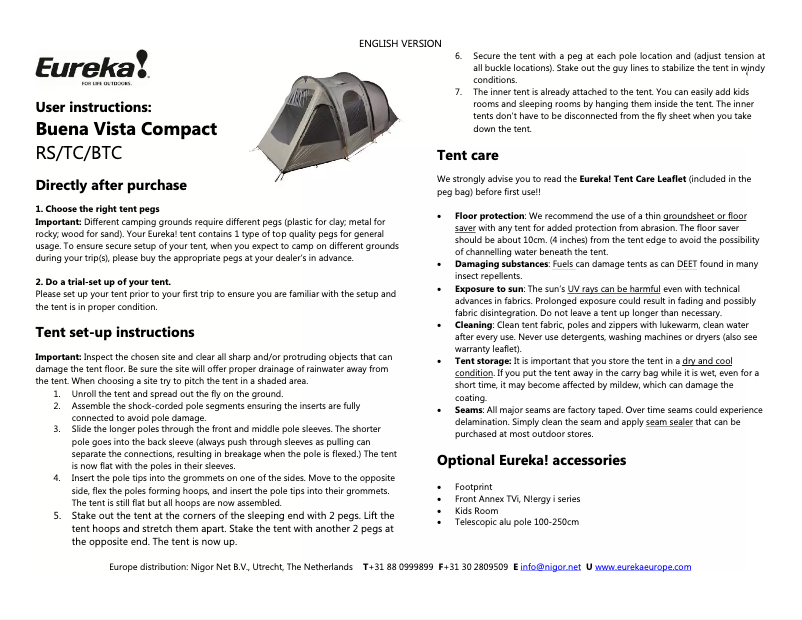 Imagen de la primera página del manual del dispositivo Buena Vista Compact