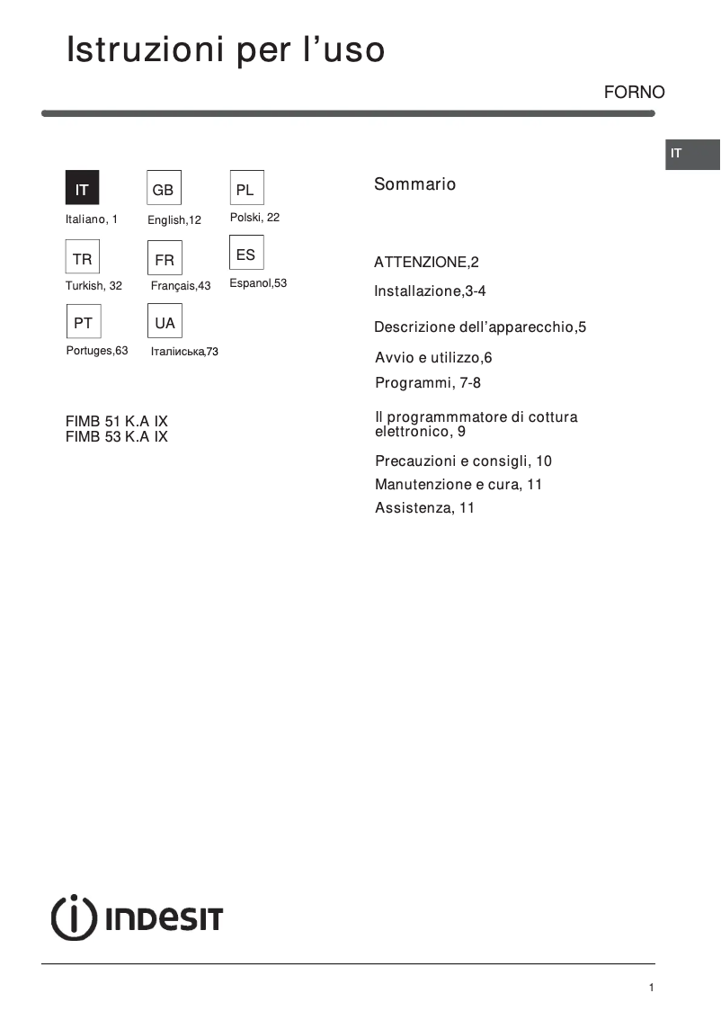 Imagen de la primera página del manual del dispositivo FIMB 51K.A IX