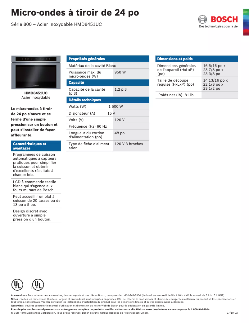Página nº 1 - Ficha técnica Bosch HMD8451UC