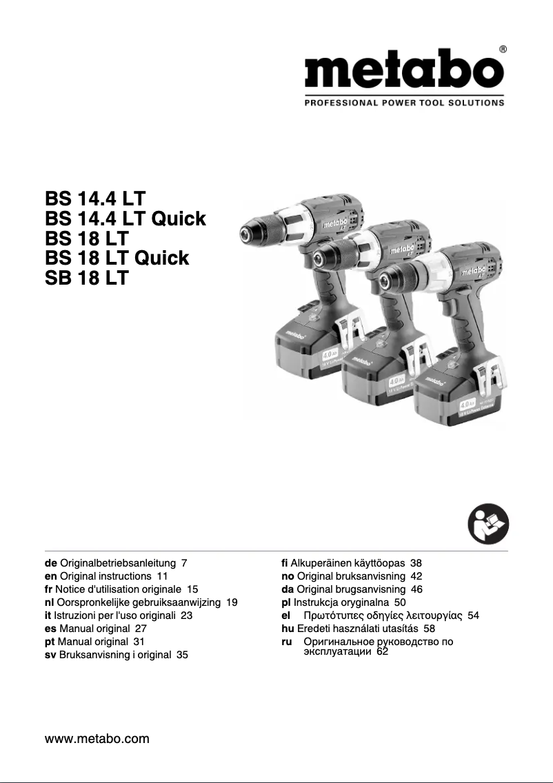Página 1 del manual Manual de usuario Metabo SB 18 LT Set