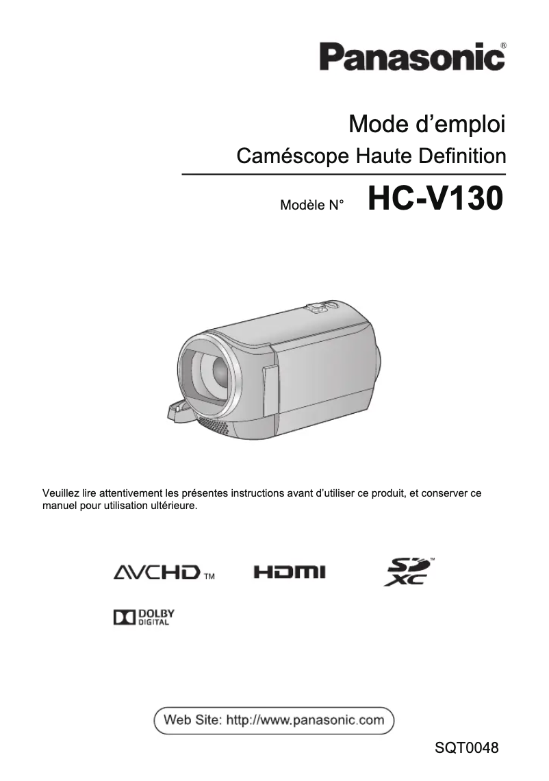 Imagen de la primera página del manual del dispositivo HC-V130