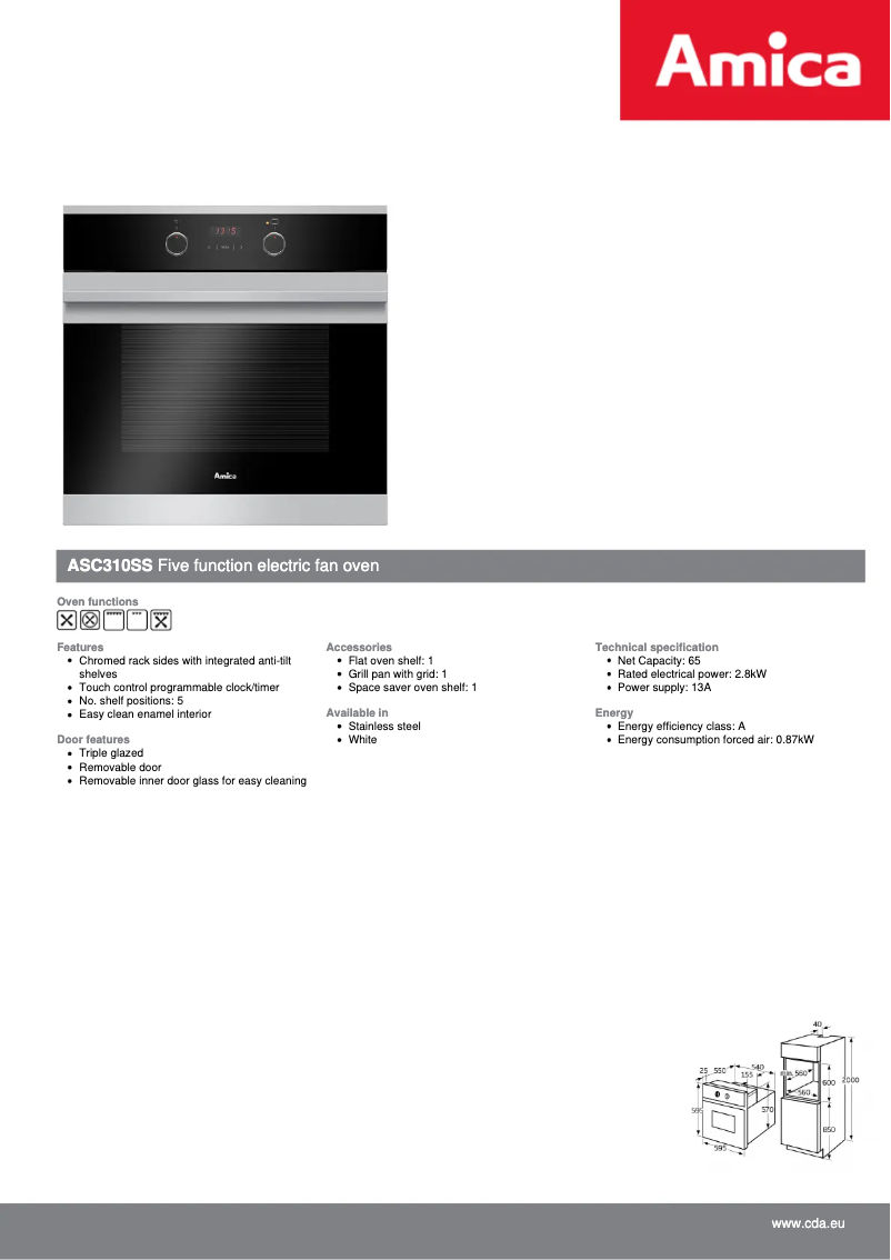Página nº 1 - Ficha técnica Amica ASC310SS