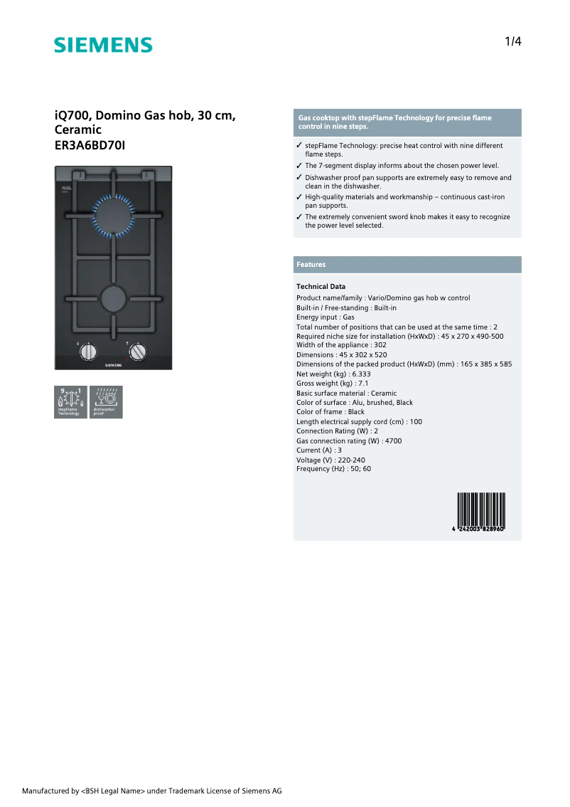 Imagen de la primera página del manual del dispositivo ER3A6BD70I