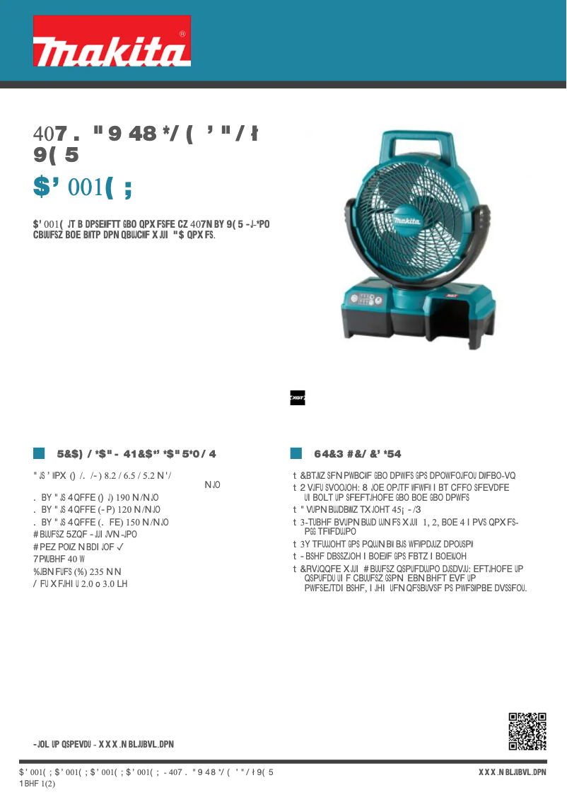 Página 1 del manual Ficha técnica Makita CF001GZ