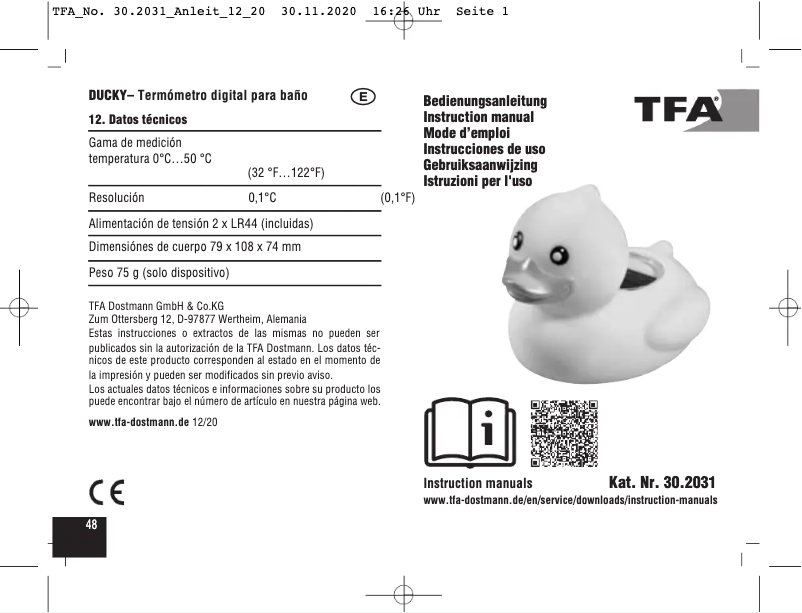 Imagen de la primera página del manual del dispositivo Ducky 30.2031.07