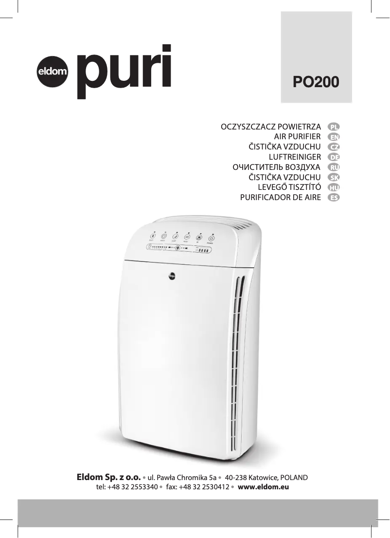 Imagen de la primera página del manual del dispositivo Puri PO200