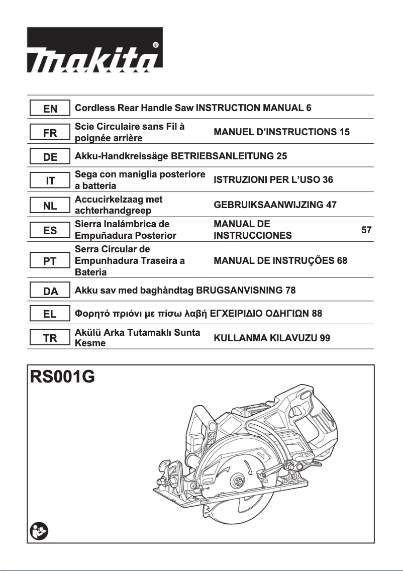 Página 1 del manual Manual de usuario Makita RS001GM101