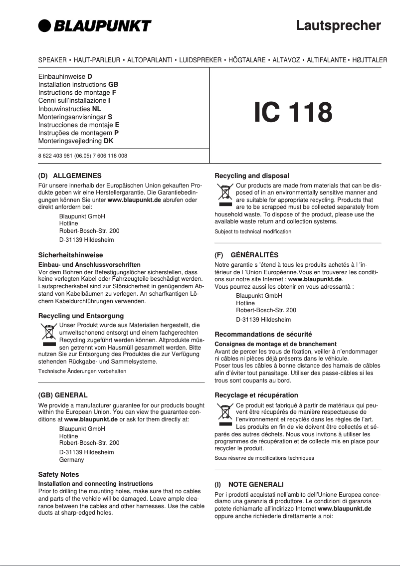 Imagen de la primera página del manual del dispositivo IC 118