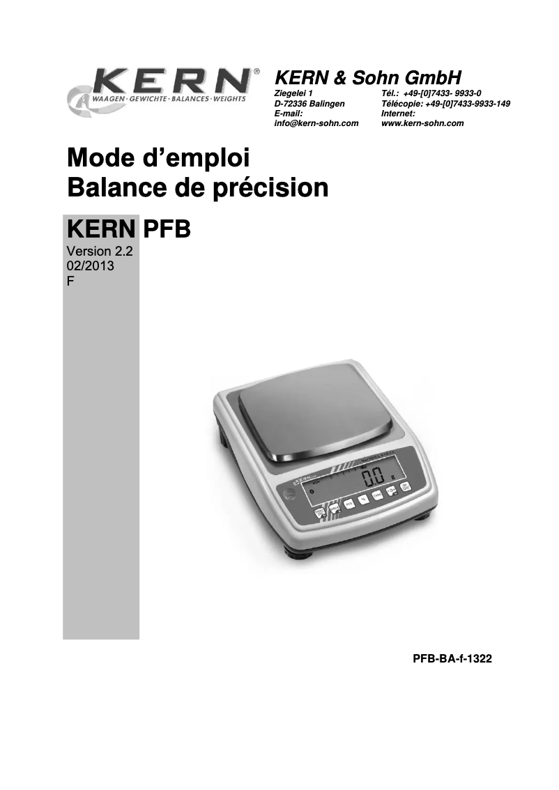 Página 1 del manual Manual de usuario Kern PFB 3000-2