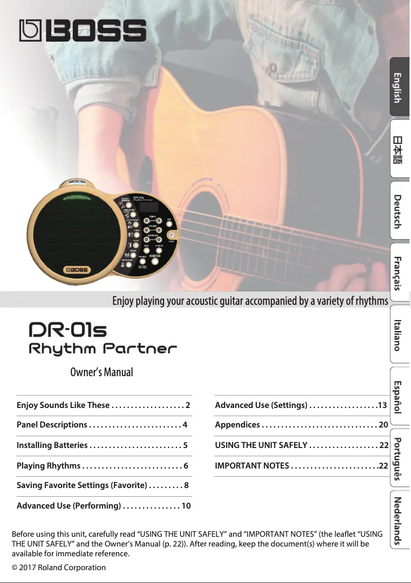 Imagen de la primera página del manual del dispositivo DR-01S