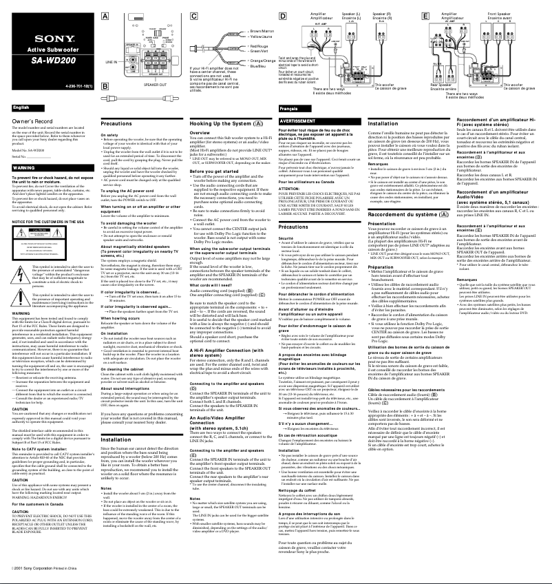 Página nº 1 - Manual de usuario Sony SA-WD200