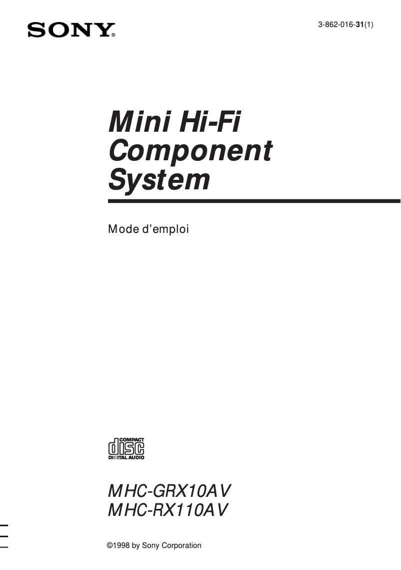 Página nº 1 - Manual de usuario Sony MHC-GRX10AV