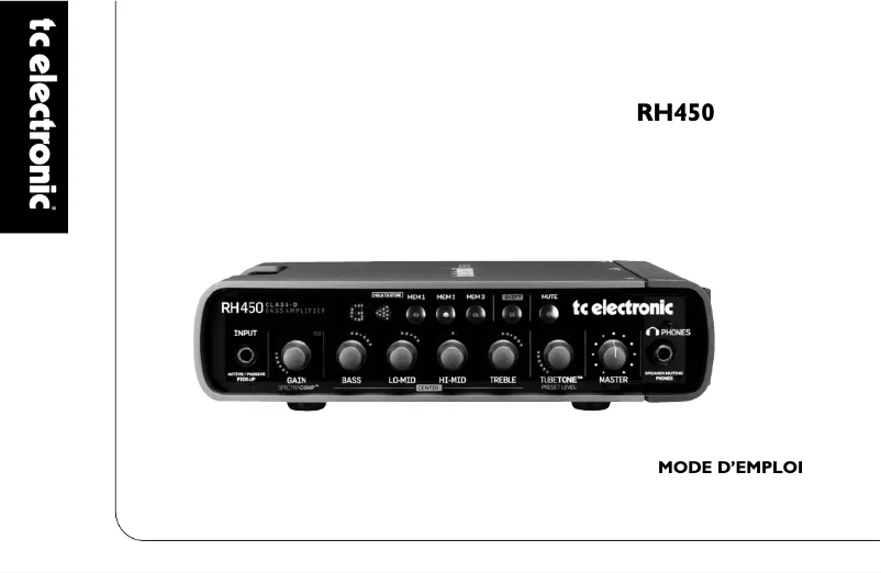 Imagen de la primera página del manual del dispositivo RH450