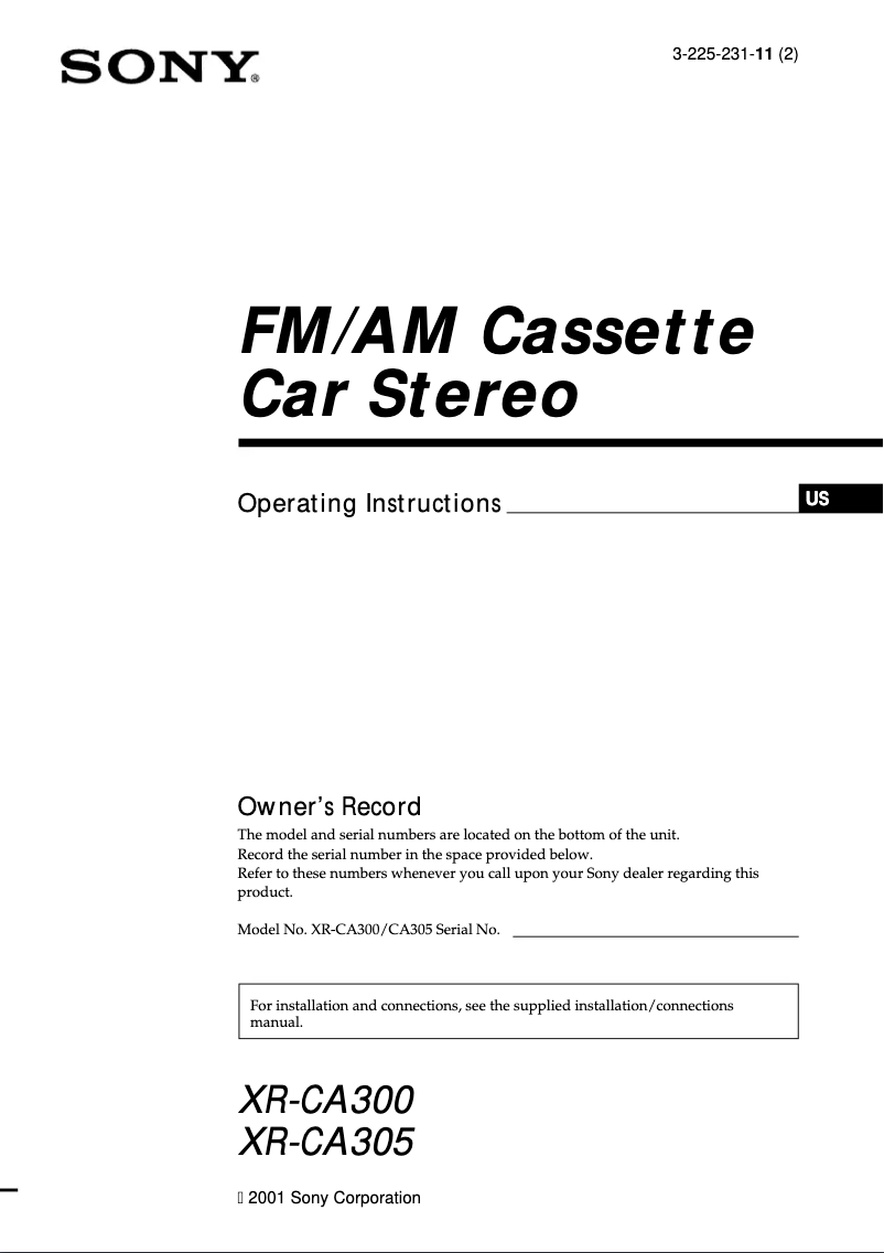 Imagen de la primera página del manual del dispositivo XR-CA300FP