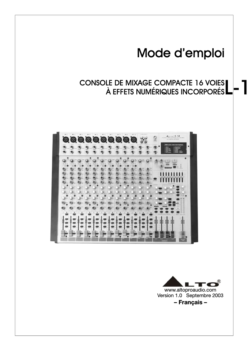 Página nº 1 - Manual de usuario Alto L-16