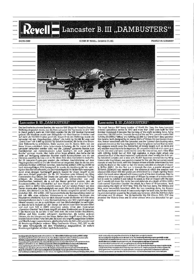 Imagen de la primera página del manual del dispositivo Avro Lancaster DAMBUSTERS