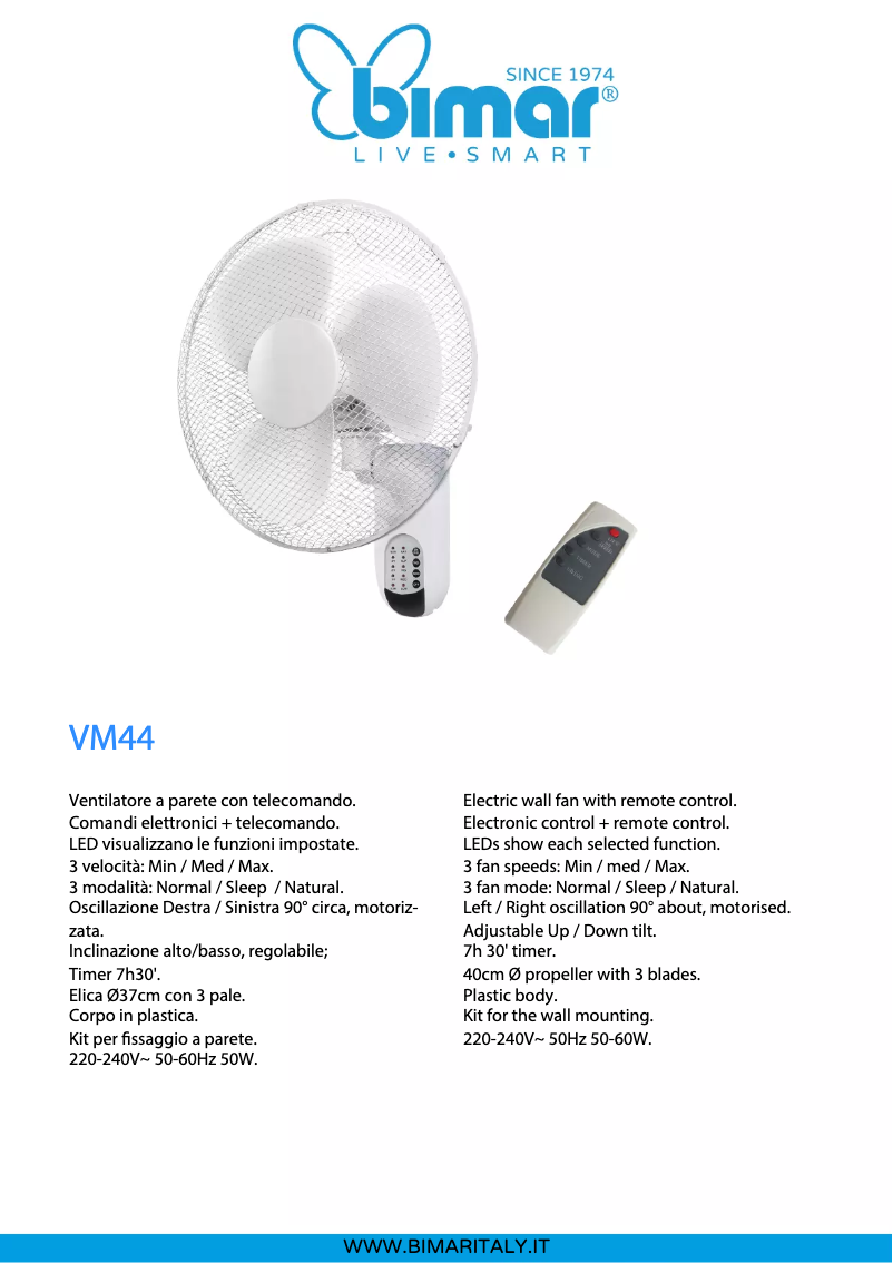 Página 1 del manual Ficha técnica Bimar VM44