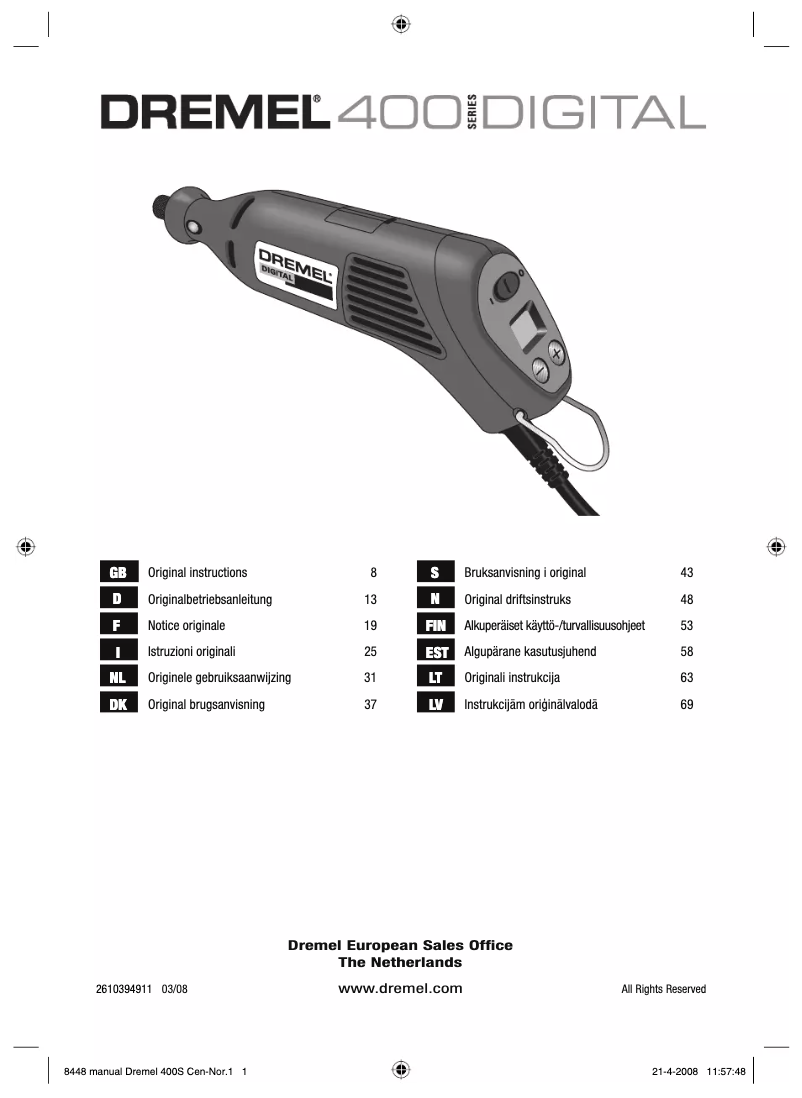 Página 1 del manual Manual de usuario Dremel 400-4/80