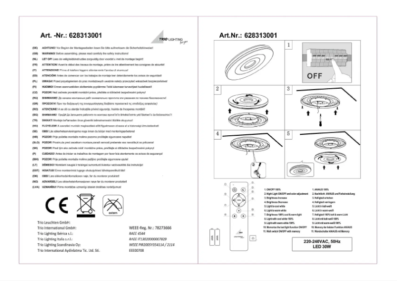 Imagen de la primera página del manual del dispositivo Shaolin 628313001