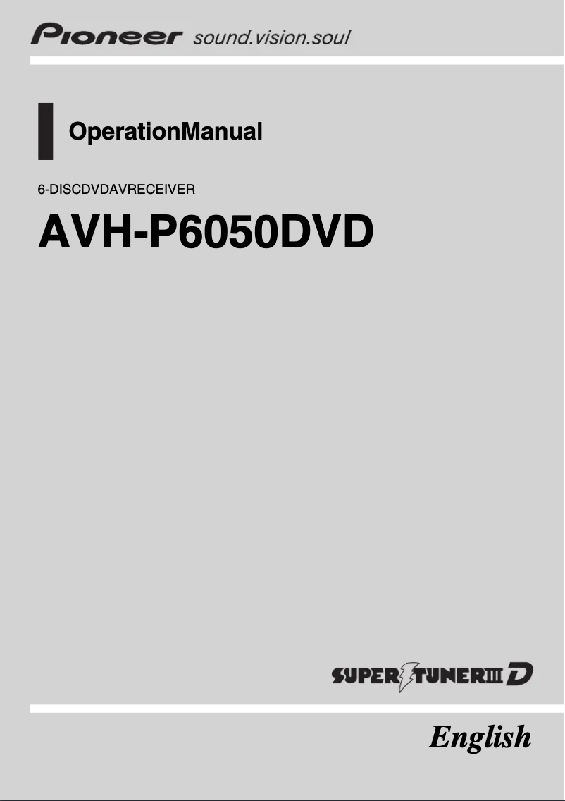 Página nº 1 - Manual de usuario Pioneer AVH-P6050DVD
