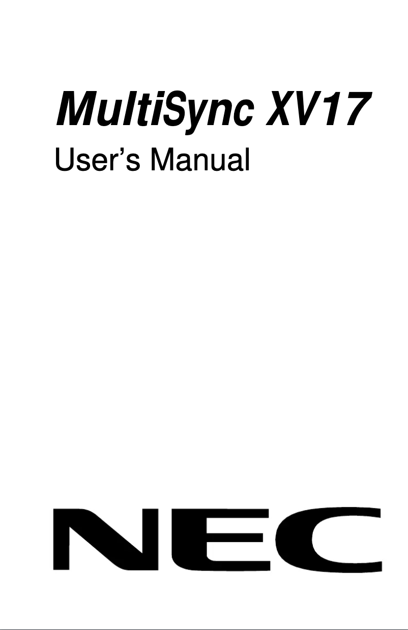 Imagen de la primera página del manual del dispositivo MultiSync XV17