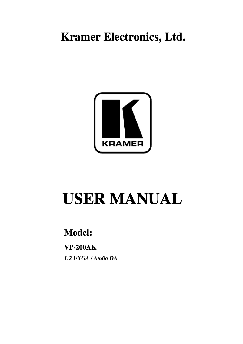 Imagen de la primera página del manual del dispositivo VP-200AK