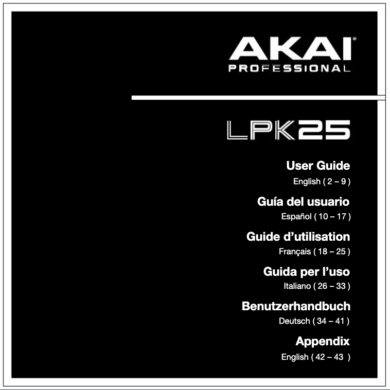 Página nº 1 - Manual de usuario AKAI LPK25 Mk2
