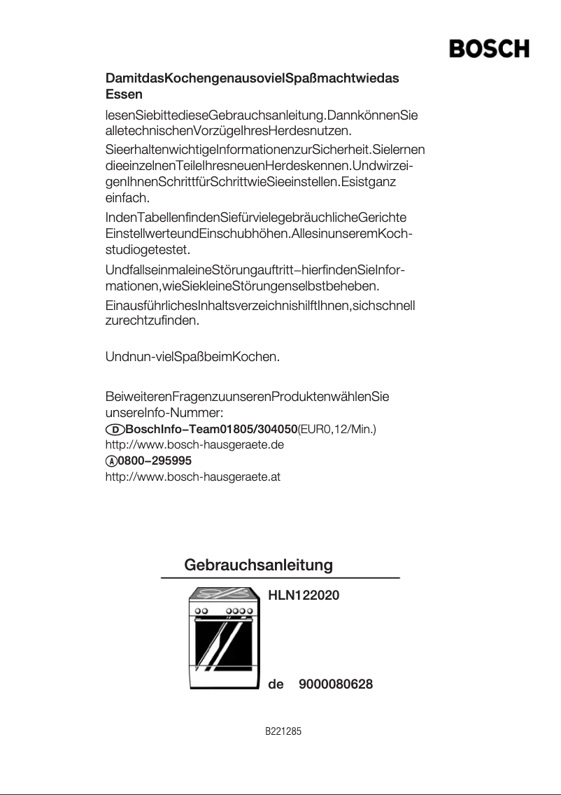 Página 1 del manual Manual de usuario Bosch HLN122020