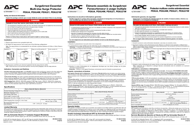 Página 1 del manual Manual de usuario APC SurgeArrest Essential PE6U4