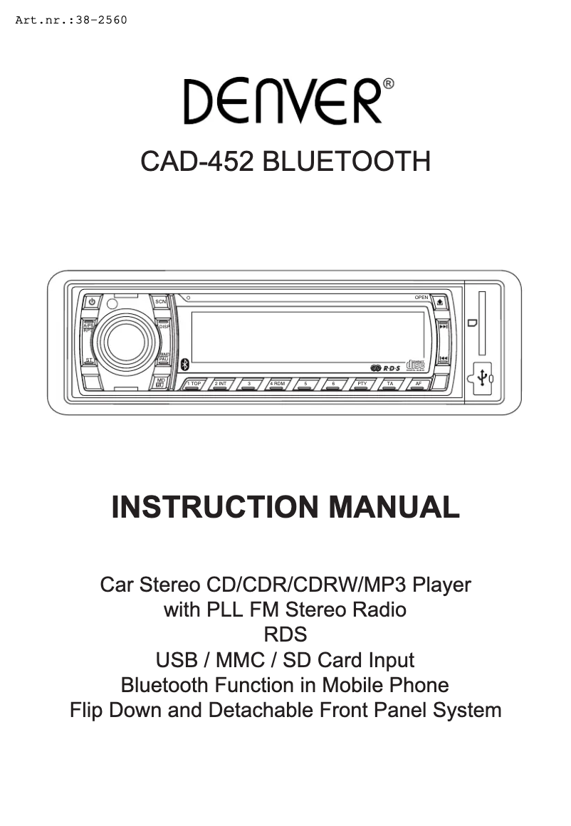 Imagen de la primera página del manual del dispositivo CAD-452