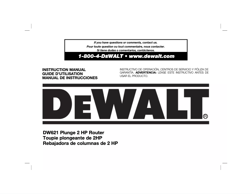 Página 1 del manual Manual de usuario DeWalt DW621