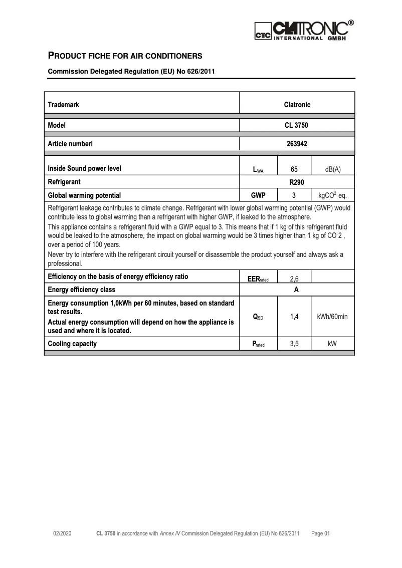 Imagen de la primera página del manual del dispositivo CL 3750