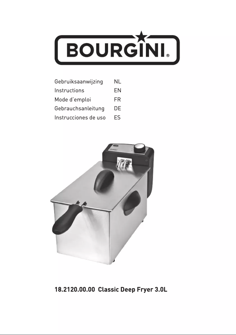 Página 1 del manual Manual de usuario Bourgini Classic Deep Fryer 3.0L 18.2120.00.00