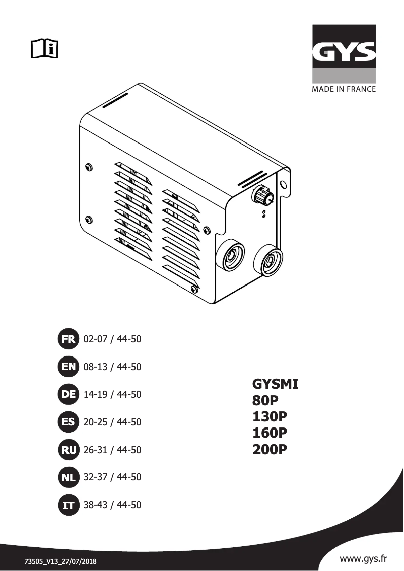 Imagen de la primera página del manual del dispositivo GYSMI 80P